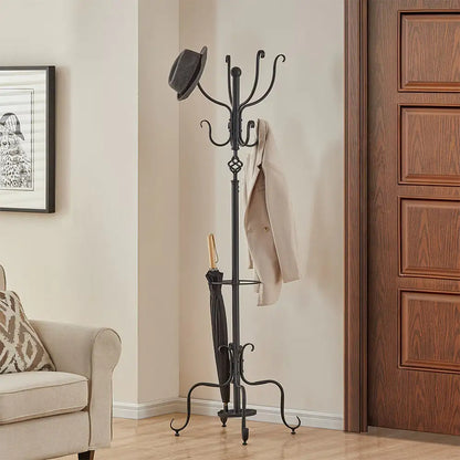 Versatile Metal Coat and Hat Stand with Umbrella Holder
