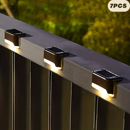 7Piece Warm White LED Solar Deck Waterproof Lights