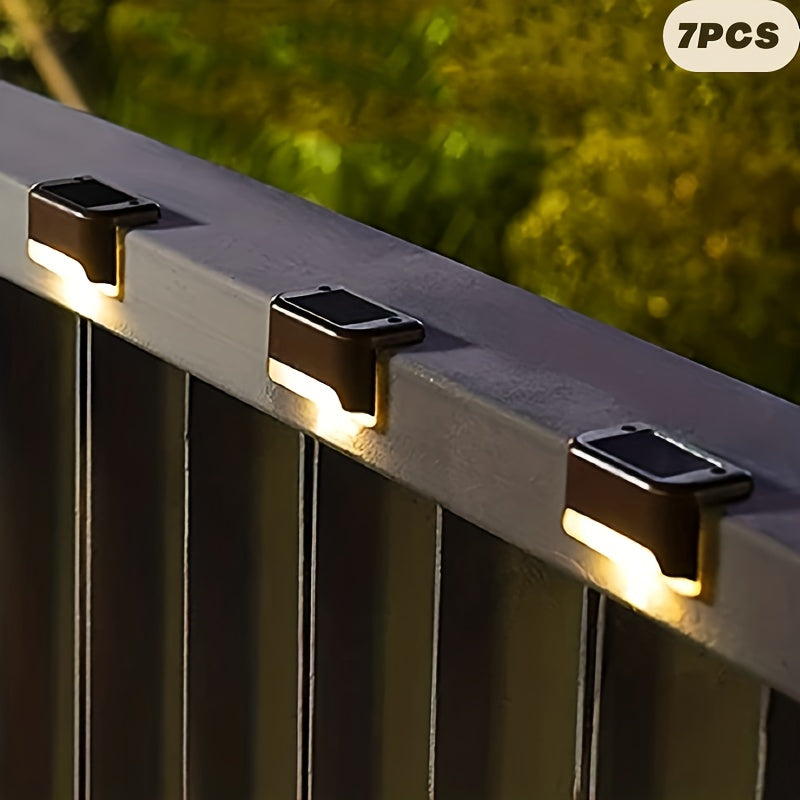7Piece Warm White LED Solar Deck Waterproof Lights
