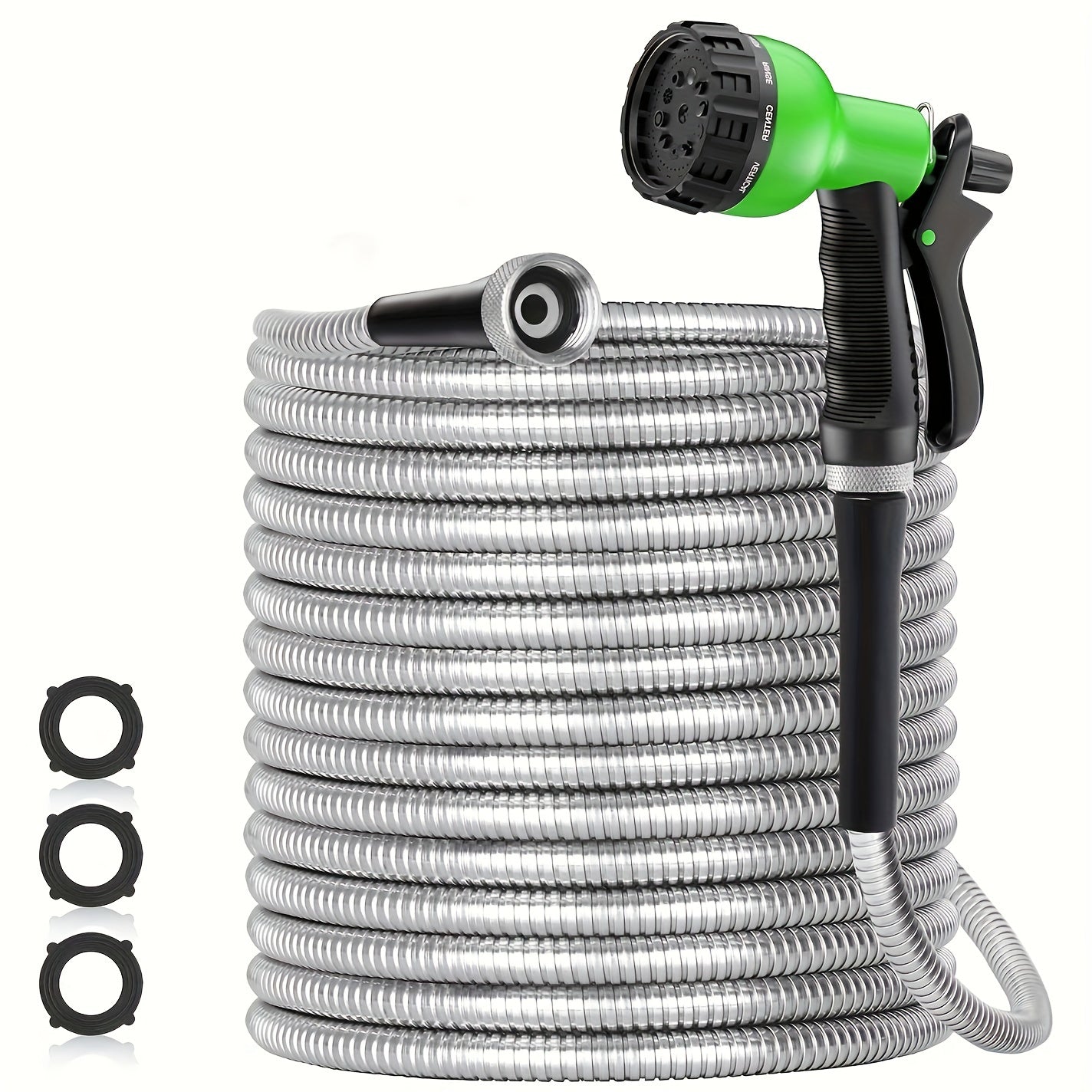 Durable Stainless Steel Garden Hose with 10Function Nozzle