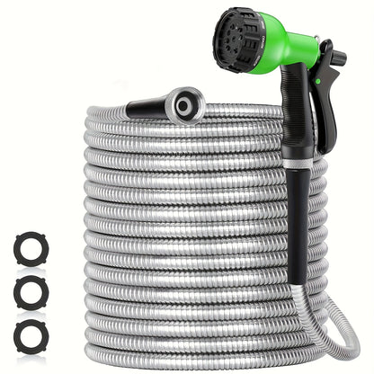 Durable Stainless Steel Garden Hose with 10Function Nozzle