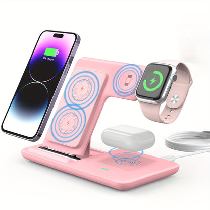 3in1 Foldable Wireless Charger for iPhone iWatch and AirPods
