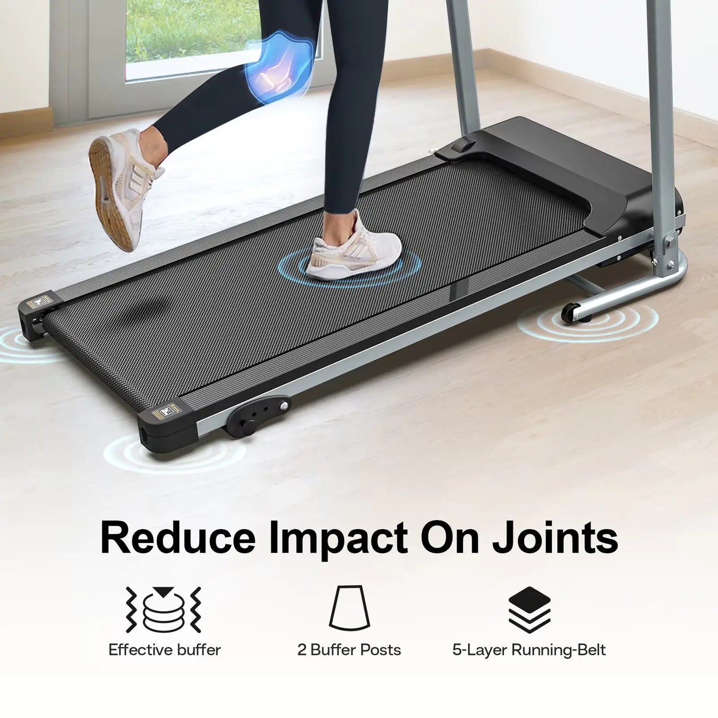 Compact PulseTrack Home Treadmill