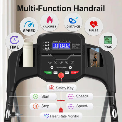 Compact PulseTrack Home Treadmill