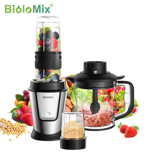 BioloMix 3-in-1 Multifunctional Mlender,700W Smoothie Maker,Portable Mixer Food Chopper and Grinder