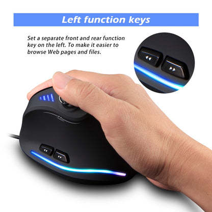 For ZELOTES C-18 11 Buttons USB Wired 10000DPI RGB Optical Ergonomic Gaming Adjustable Vertical Mouse