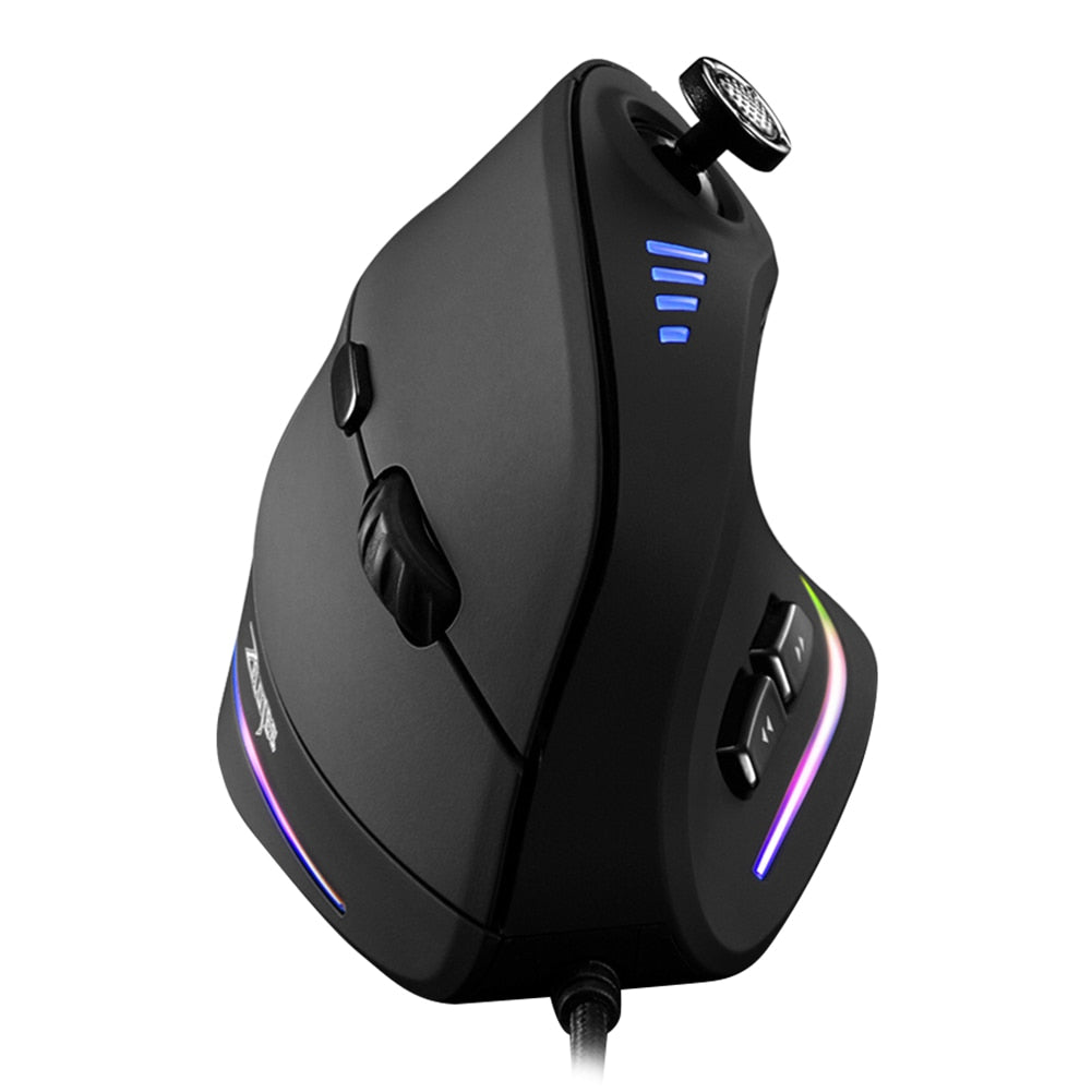 For ZELOTES C-18 11 Buttons USB Wired 10000DPI RGB Optical Ergonomic Gaming Adjustable Vertical Mouse