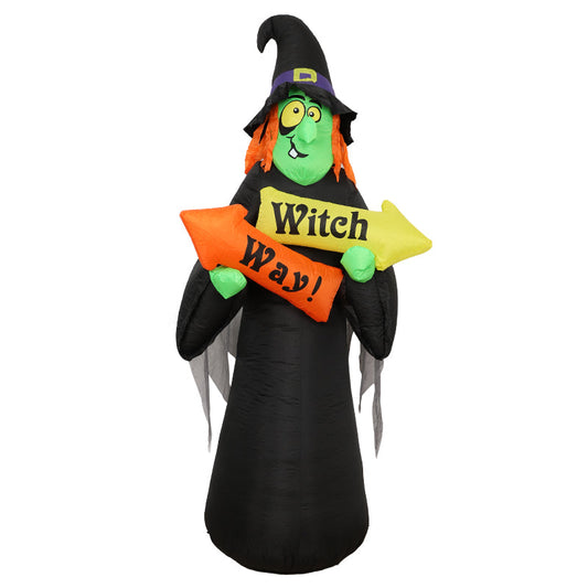 Festiss Halloween Inflatables Decoration with Built-In Led Light & Blower, Durable & Built-In Sandbag, 2.4m Witch Way