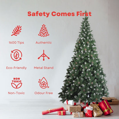 Festiss Artificial Easy Assembly Christmas Tree With White Snow Flocked Tips 2.4m