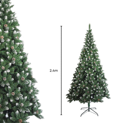 Festiss Artificial Easy Assembly Christmas Tree With White Snow Flocked Tips 2.4m