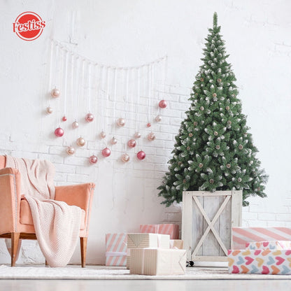 Festiss Artificial Easy Assembly Christmas Tree With White Snow Flocked Tips 2.4m