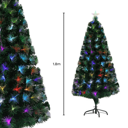 Festiss 1.8m Hinged Construction Easy Assembly Artificial Christmas Trees with Fiber Optic Lights
