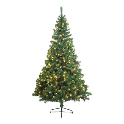 Festiss 2.1m Hinged Construction Easy Assembly Artificial Christmas Trees With Warm LED Lights
