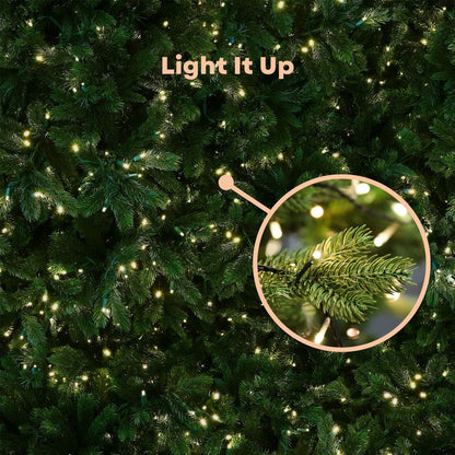 Festiss 2.1m Hinged Construction Easy Assembly Artificial Christmas Trees With Warm LED Lights