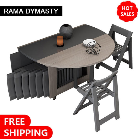 Fashion folding dining table furniture yemek masasi multifunctional round  dining table with 4 chairs