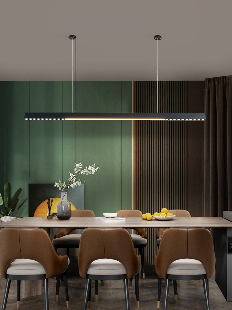 Minimalist dining room chandelier Nordic modern kitchen island table led lamp office without main lamp one word long chandelier