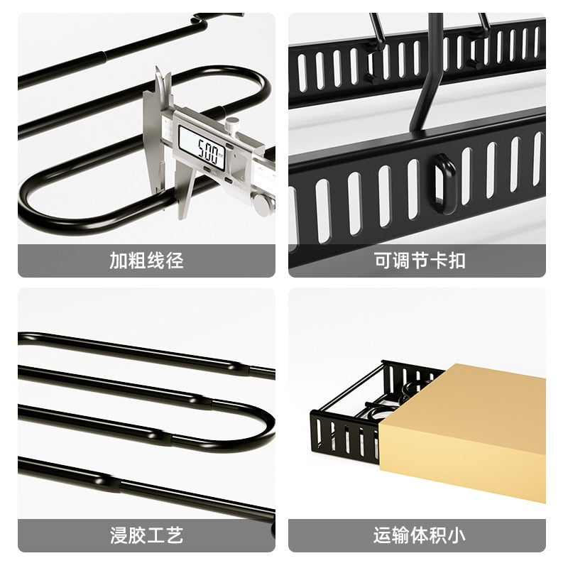 Removable foldable vertical pot cover rack multi-layer Kitchen tabletop iron storage shelf Multifunctional
