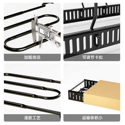 Removable foldable vertical pot cover rack multi-layer Kitchen tabletop iron storage shelf Multifunctional