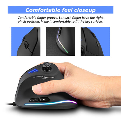 For ZELOTES C-18 11 Buttons USB Wired 10000DPI RGB Optical Ergonomic Gaming Adjustable Vertical Mouse