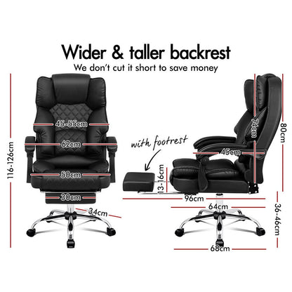 ALFORDSON Office Chair Gaming Executive Computer Footrest PU Leather Work Seat