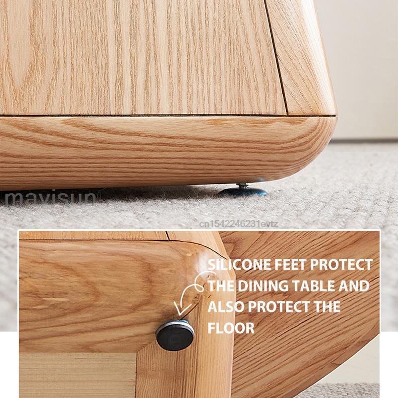 Wooden Dining Room Sets Stable 12mm Rock Slab And 18mm Thickness Of Base Plate Tabletop Round Kitchen Table With 360°Turntable