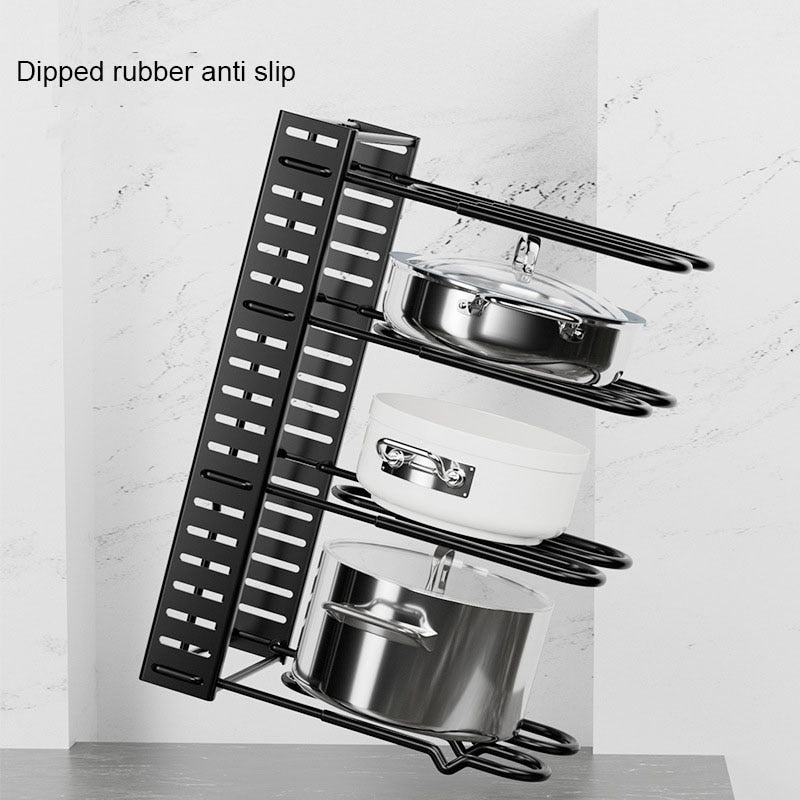 Removable foldable vertical pot cover rack multi-layer Kitchen tabletop iron storage shelf Multifunctional