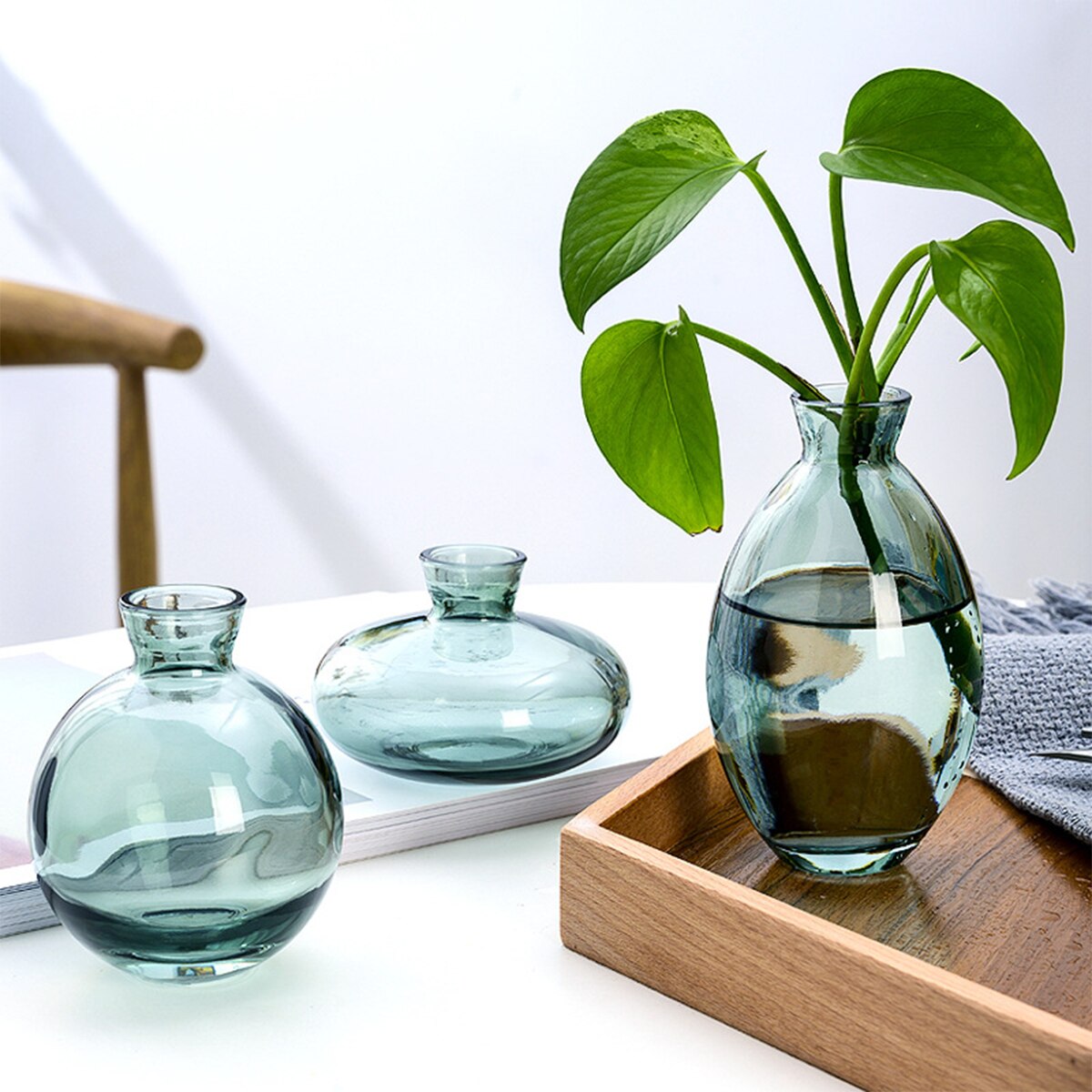 3Pcs Glass Bud Vase Small Glass Flower Vases Decorative Table Centerpieces Vase Elegant Mini Bud Vases Clear Glass Flower Vases