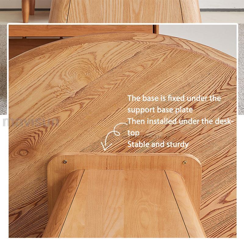 Wooden Dining Room Sets Stable 12mm Rock Slab And 18mm Thickness Of Base Plate Tabletop Round Kitchen Table With 360°Turntable