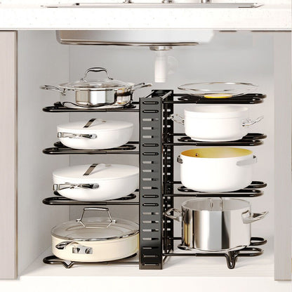 Removable foldable vertical pot cover rack multi-layer Kitchen tabletop iron storage shelf Multifunctional