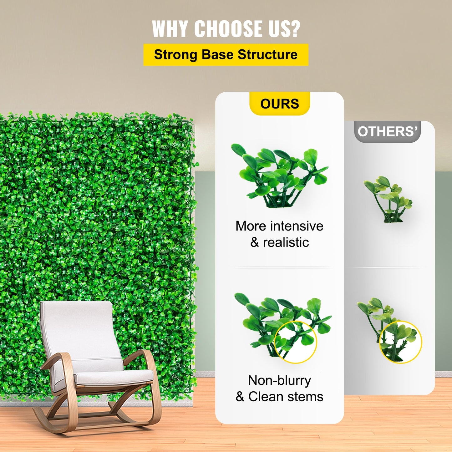 VEVOR Artificial Plant Wall Decoration Boxwood Hedge Wall Panel Home Decor Fake Plants Grass Backdrop Wall Privacy Hedge Screen