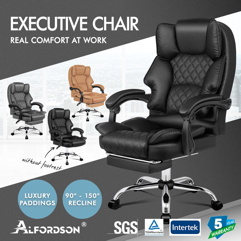 ALFORDSON Office Chair Gaming Executive Computer Footrest PU Leather Work Seat