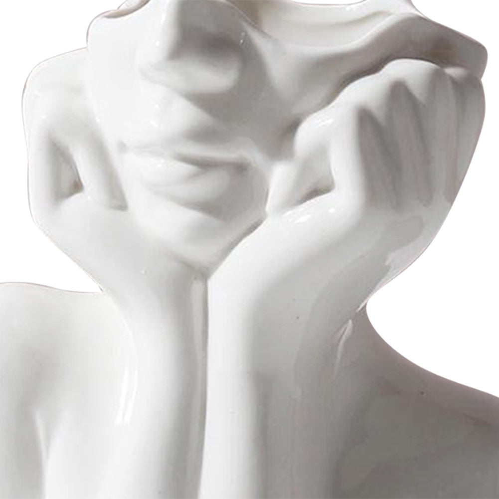 Human Body Half-body Vase Pen Container Creative Vase Ceramics Craft Exquisite Flower Bottles Home Decor for Dining Table Office
